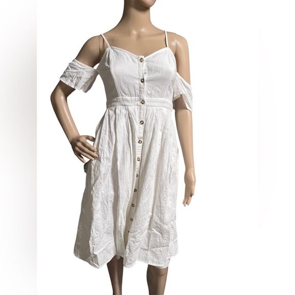 Lulu's I’ve Got Love White Off The Shoulder Midi Sun Vacation Dress Women Sz XS - Picture 2 of 13